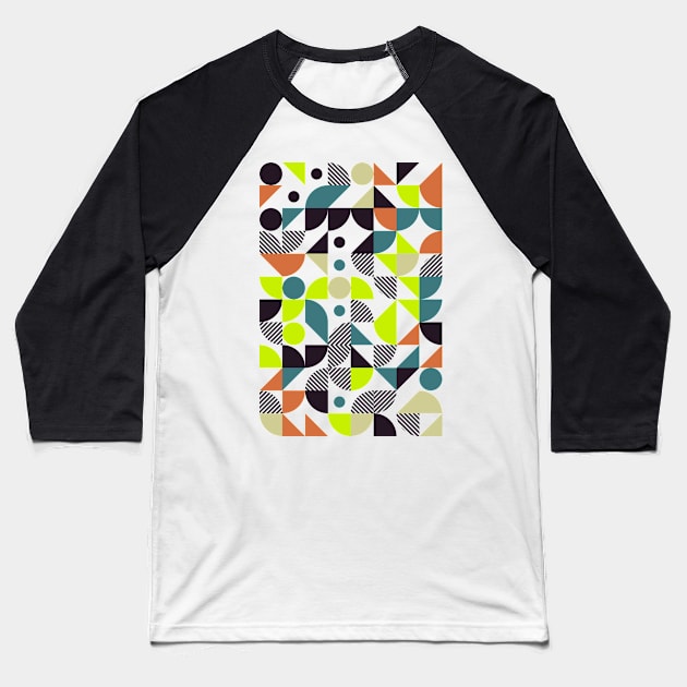 Colourful Geometric Animated Pattern Baseball T-Shirt by Trendy-Now